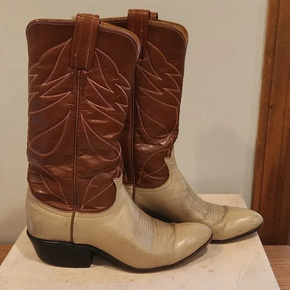 TONY Lama Women's Leather Ywo Tone Cowboy Boots - Picture 5 of 15